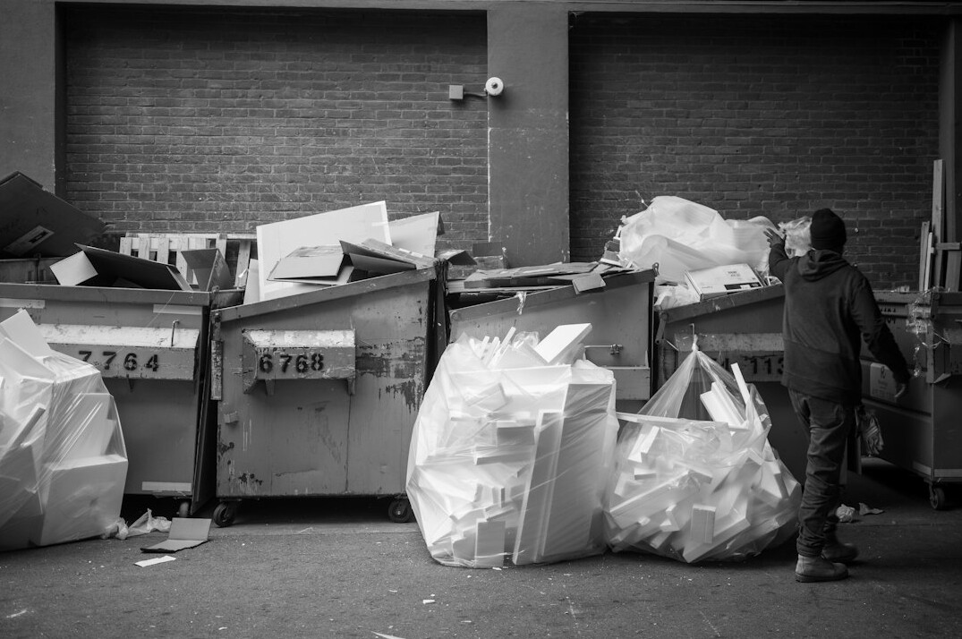 office workers recycling