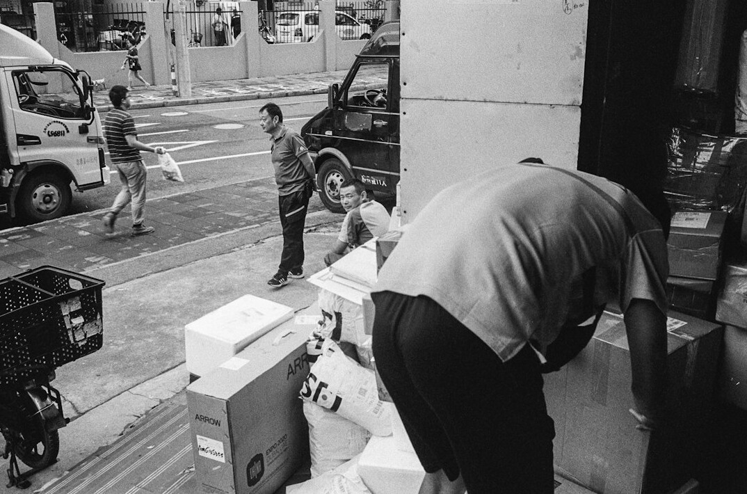 office workers recycling